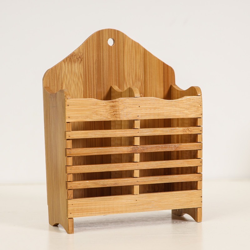 Bamboo chopstick holder draining chopstick rack household chopstick holder wall-mounted chopstick box storage rack kitchen supplies