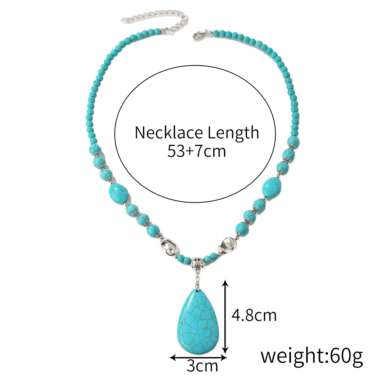 Bohemian ethnic style autumn winter jewelry turquoise pendant long sweater chain