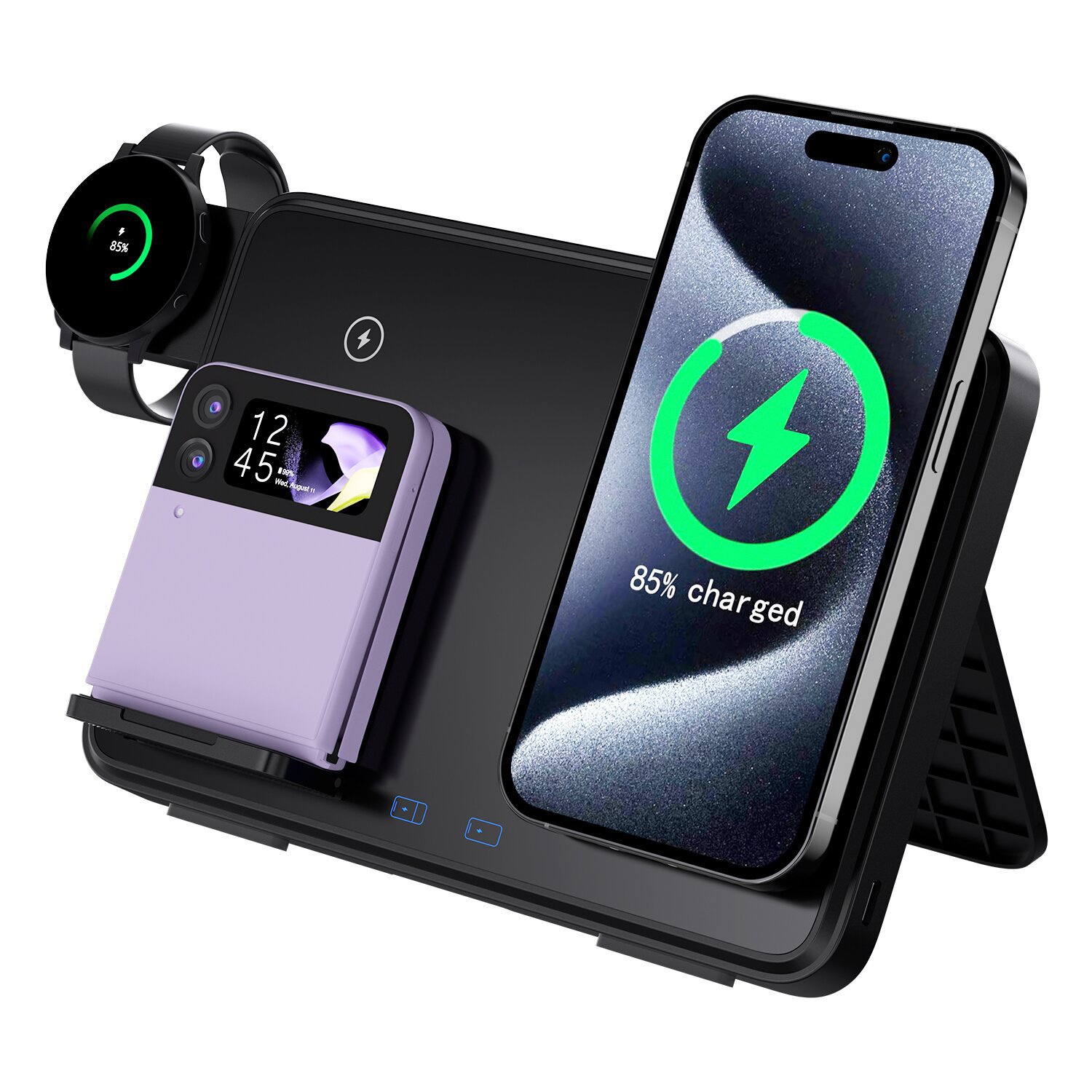 New multifunctional three-in-one foldable wireless charger, suitable for Apple and Samsung phones