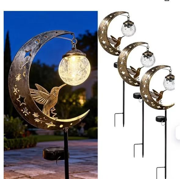 New Hummingbird Moon Solar Outdoor Courtyard Spotlight Iron Art Waterfall Light Garden Landscape Light