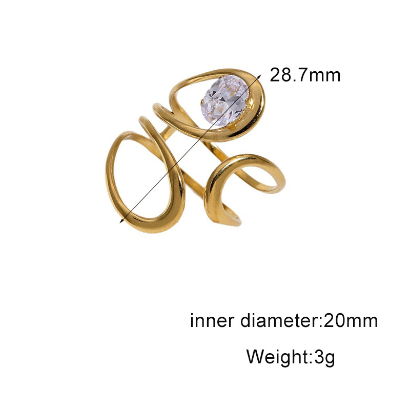 18k gold-plated titanium steel open ring stainless steel ring hand jewelry