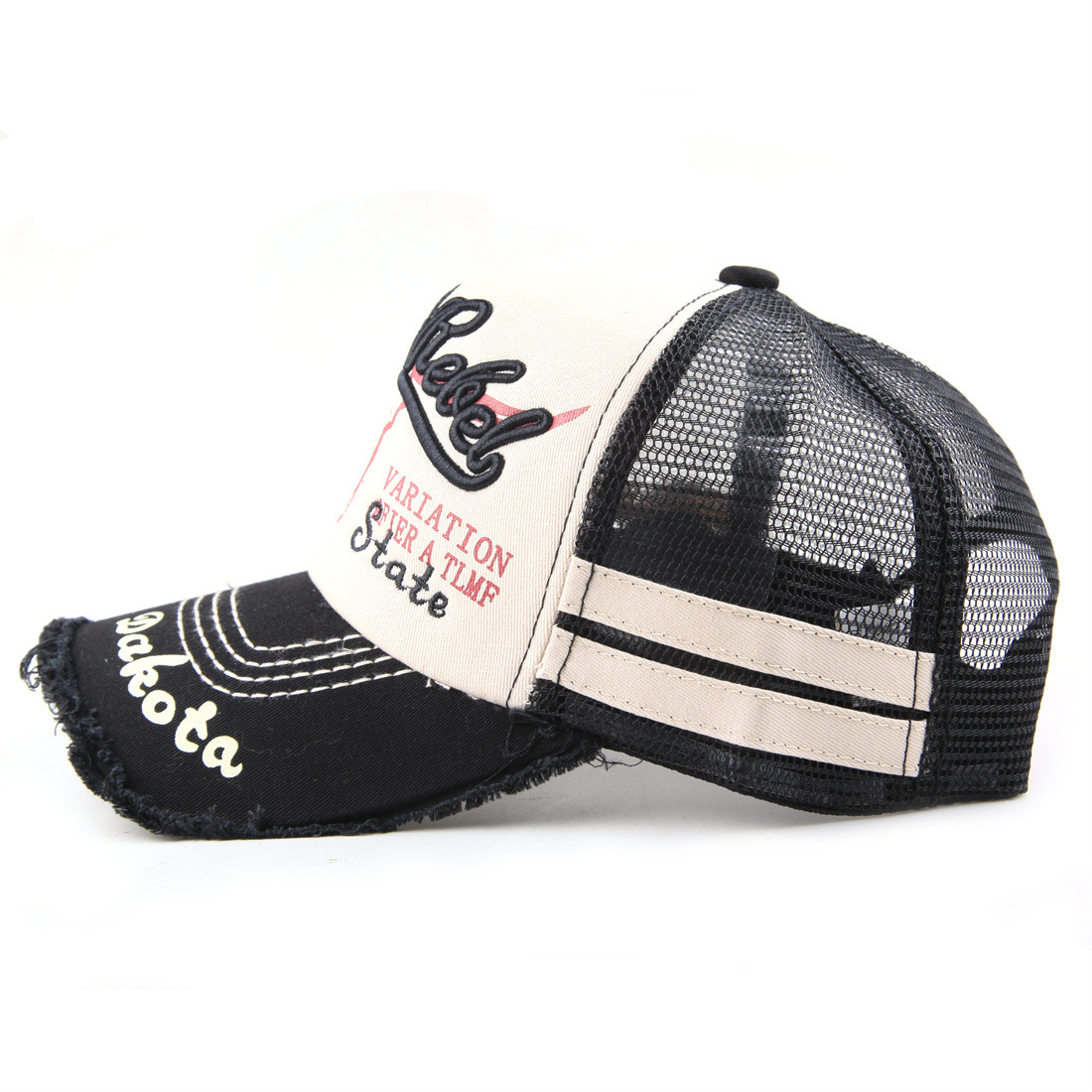 New washed mesh cap for women, summer washed bull head baseball cap, men's casual embroidered cap