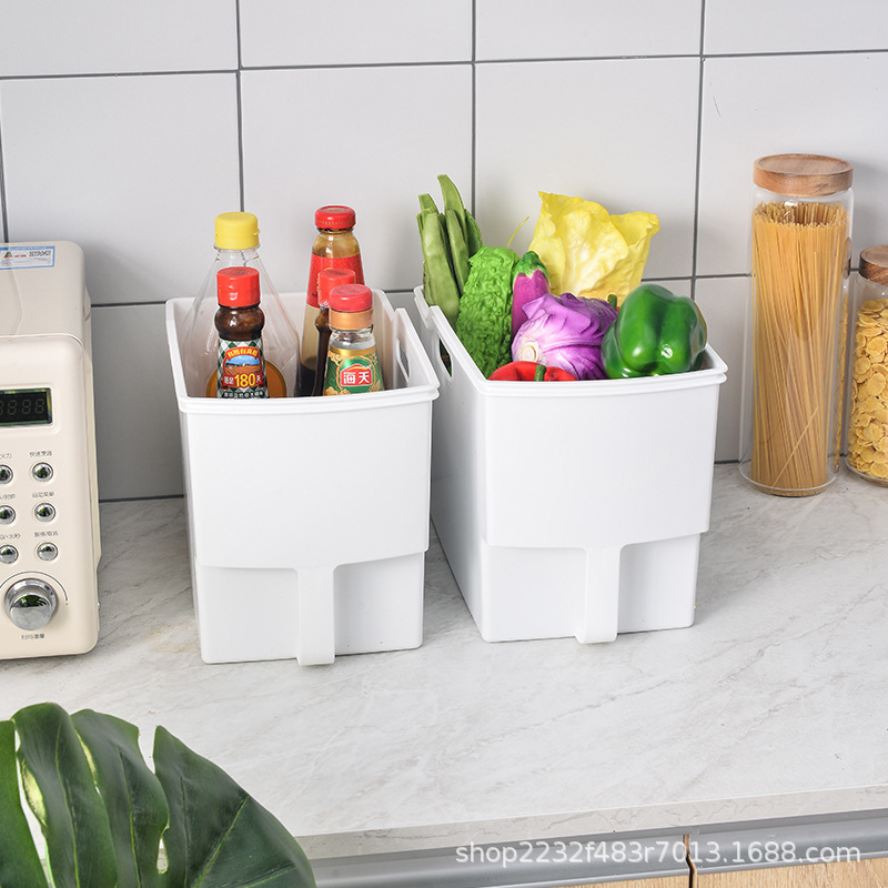 Plastic storage box, cabinet sundries box, organizing box, kitchen high cabinet storage basket, storage basket with handle