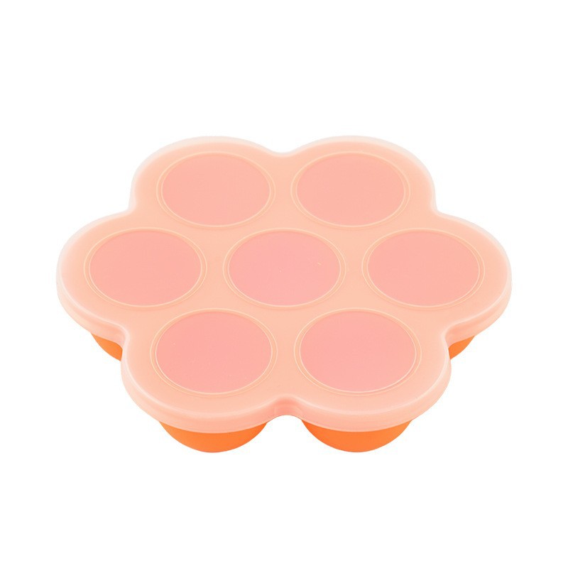 Food-grade silicone 7-hole baby food container with lid, baby food freezer tray, steamable, exclusive supply