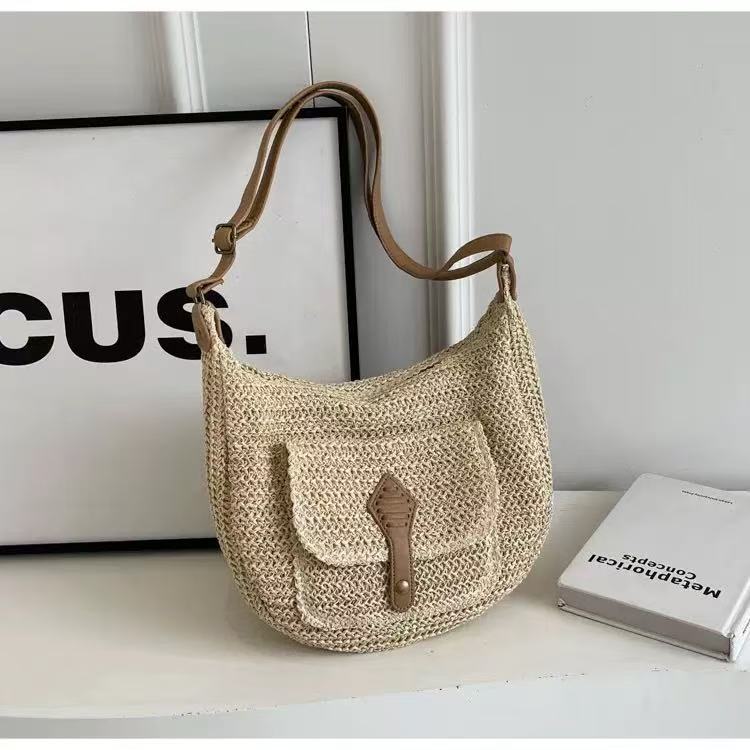 Bag bag shoulder bag 2025 texture large capacity woven women's commuting spring bag straw tote new