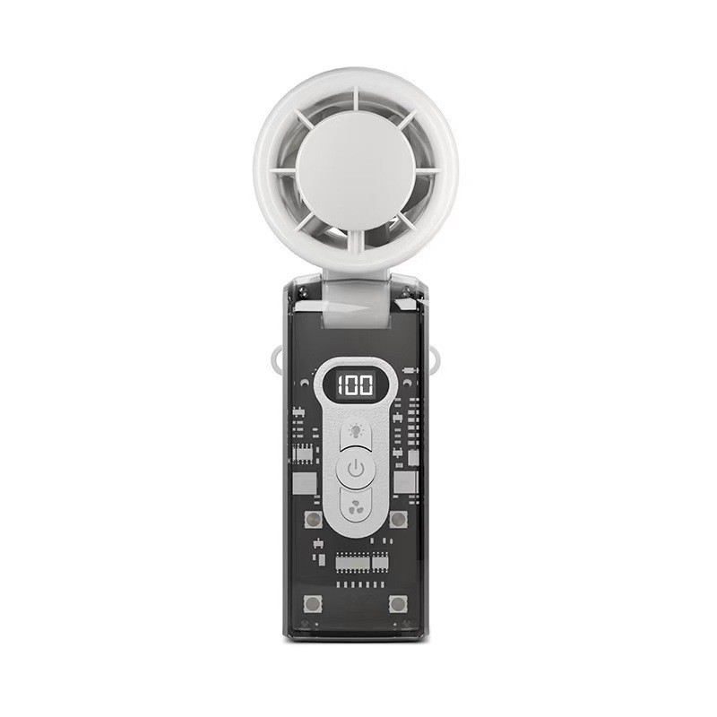m11 super strong wind new FC8 handheld cold compress fan folding digital display 100-speed adjustment transparent mecha L