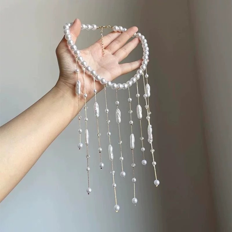 多流苏珍珠项链
