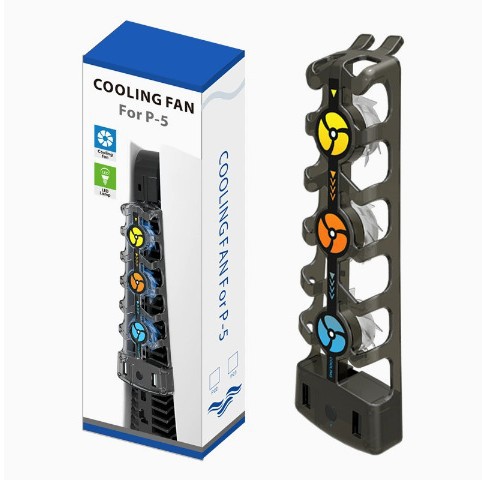 PS5 host cooling fan compatible with P5 Slim host cooling fan three-speed wind/colorful