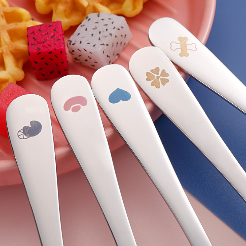 304 stainless steel spoon fork set children's cutlery cartoon spoon fork eating baby food spoon infant spoon