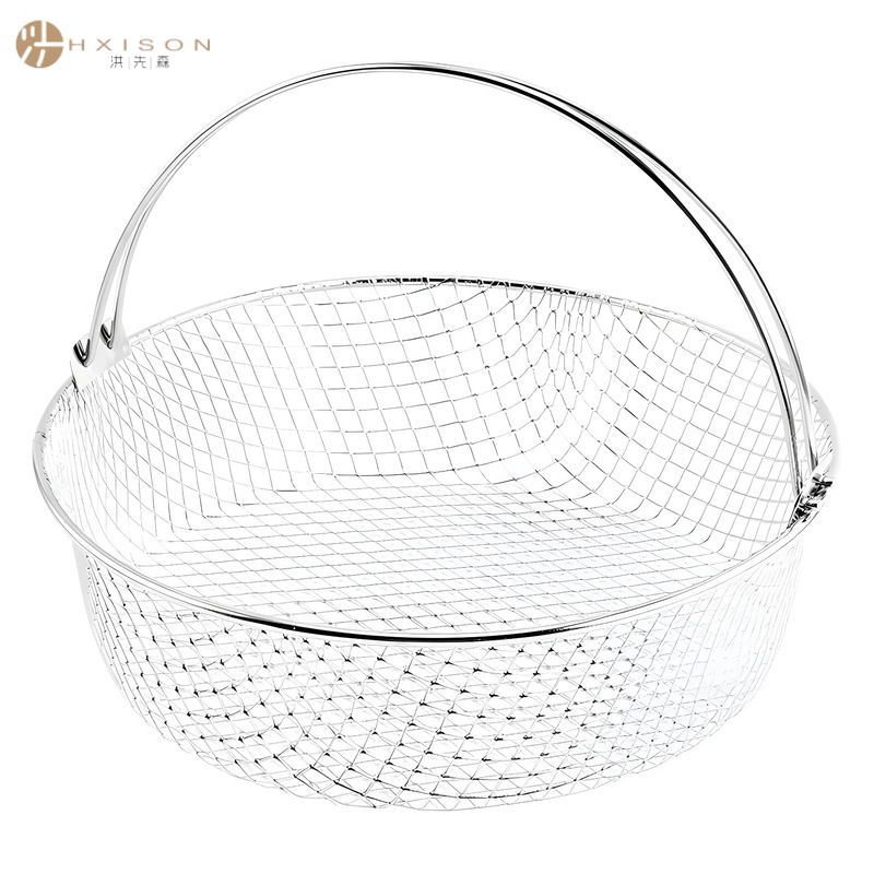 304 stainless steel air fryer basket, double ear handle mesh basket, steamer round rack, steaming rack, dehydrator rack, filter basket