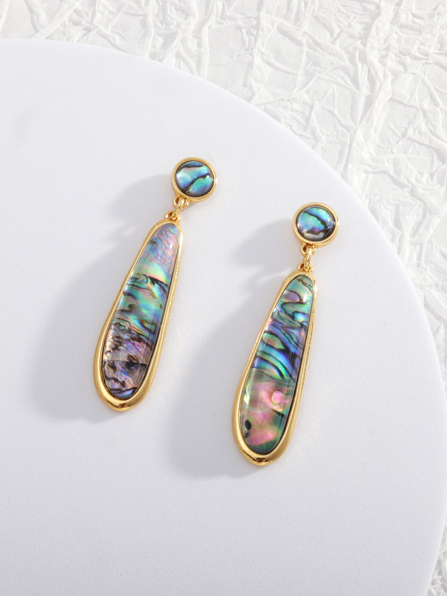 Wind Accessories Design Development Abalone Shell Long Texture Earrings Women