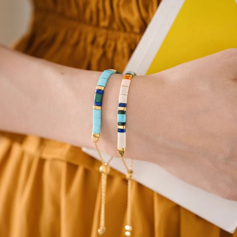 Exclusive Simple Bracelet Tila Bead Woven Beaded Women's Bracelet Colorful