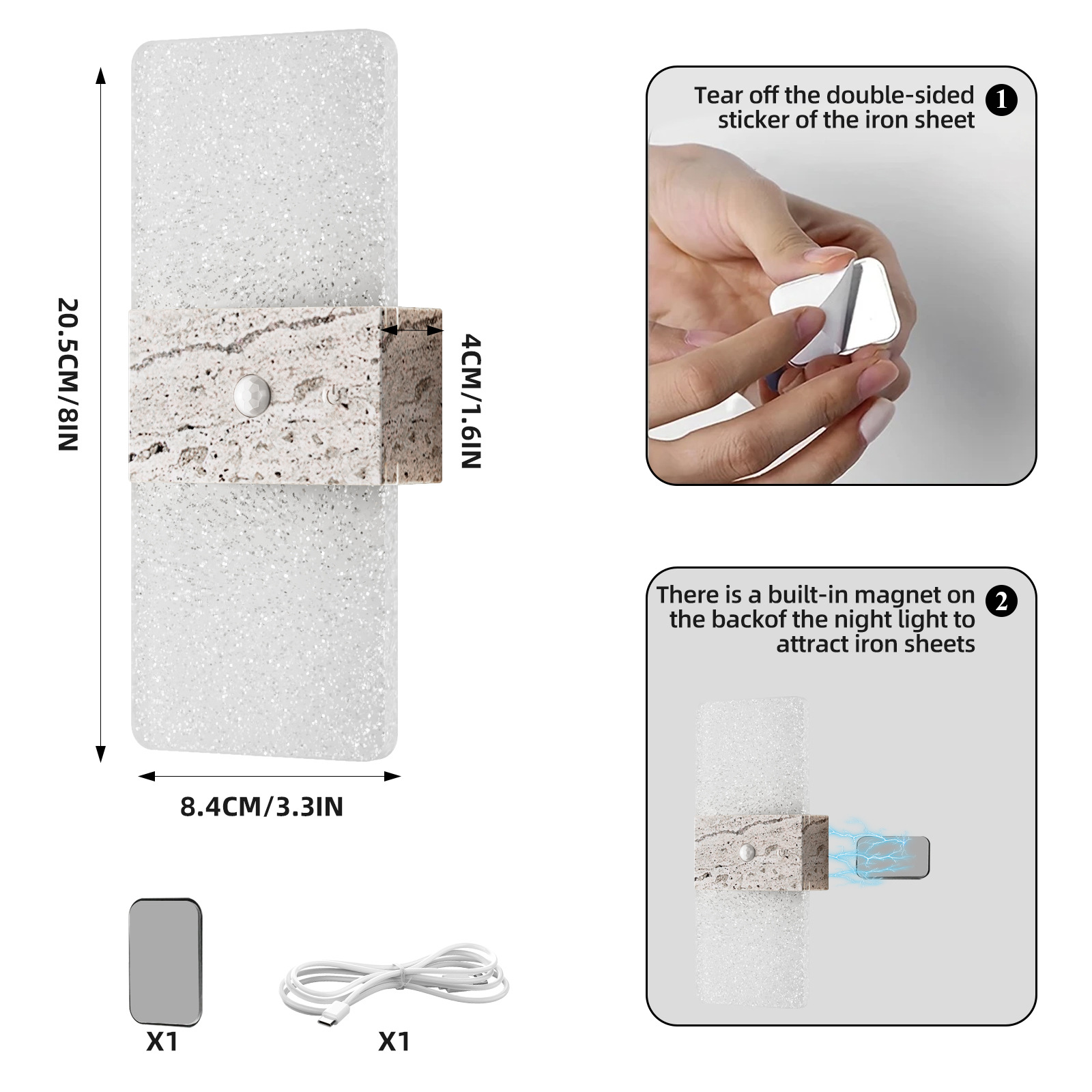 LED Human Body Induction Atmosphere Night Light Charging Magnetic No Wiring Acrylic Decorative Wall Light Smart Induction