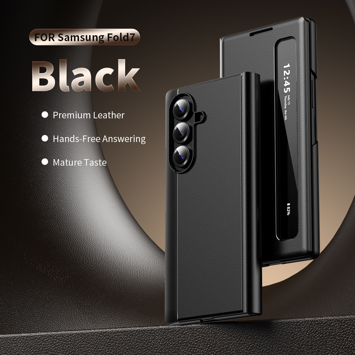 For Samsung Z Fold7 Phone Case Smart Side Window Leather Case Fold5/6 Flip Cover Bracket Anti-Fall Protection
