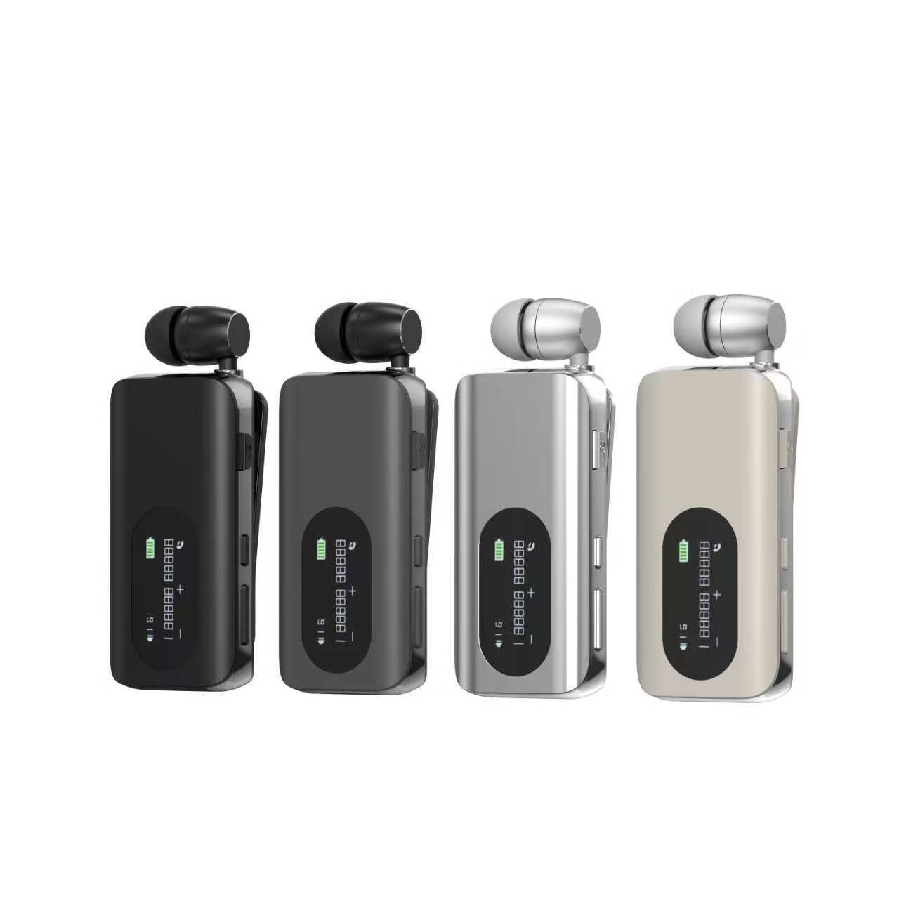 Business Q8 clip-on Bluetooth headset wireless retractable cable headset fast charging large battery LCD display