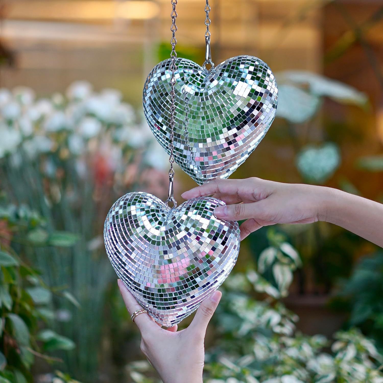 Chain Love Heart Disco Ball Disco Heart Glass Decoration Party Reflective Atmosphere Product Christmas
