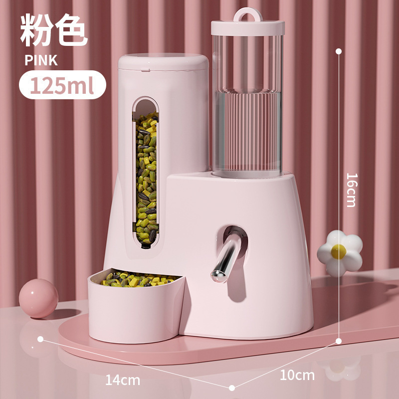 Hamster Automatic Water Feeder, Syrian Hamster Water Bottle and Food Bowl 2-in-1, Anti-Tip, Hamster Pet Supplies