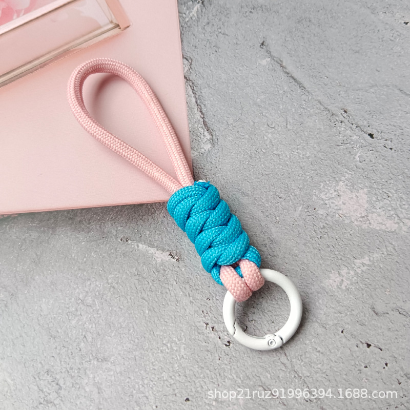 Color-block knot short woven phone lanyard keychain detachable anti-loss hanging rope 12CM