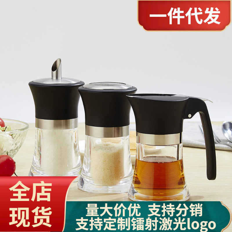 304 Stainless Steel Bound Sugar Bottle Powder Shaker Syrup Dispenser Acrylic Seasoning Kitchen Supplies Restaurant Supplies