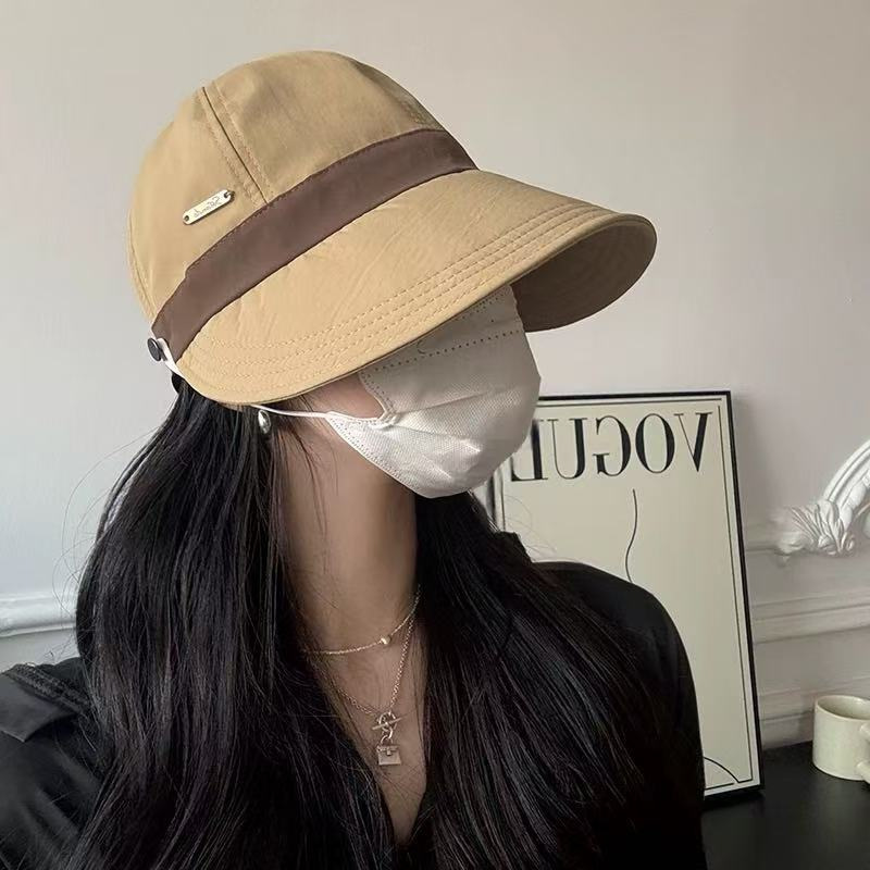 Clip-on Fisherman Hat for Women, 2026 Spring/Summer, Sun Protection, UV Protection, Sunshade Hat, Plain Black Sun Hat