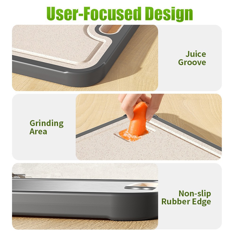 Food-grade stainless steel double-sided anti-mold cutting board kitchen special cutting wheat straw double-sided antibacterial cutting board