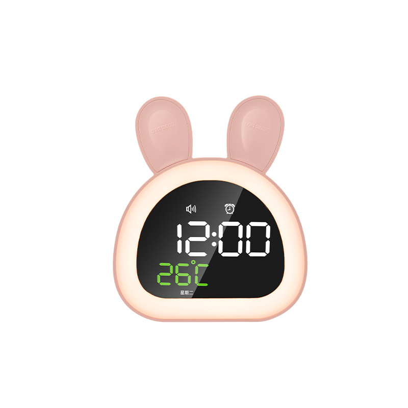 Gift USB Bluetooth Smart Alarm Clock for Students and Children Voice-Reporting Clock LED Rabbit Night Light Electronic Clock