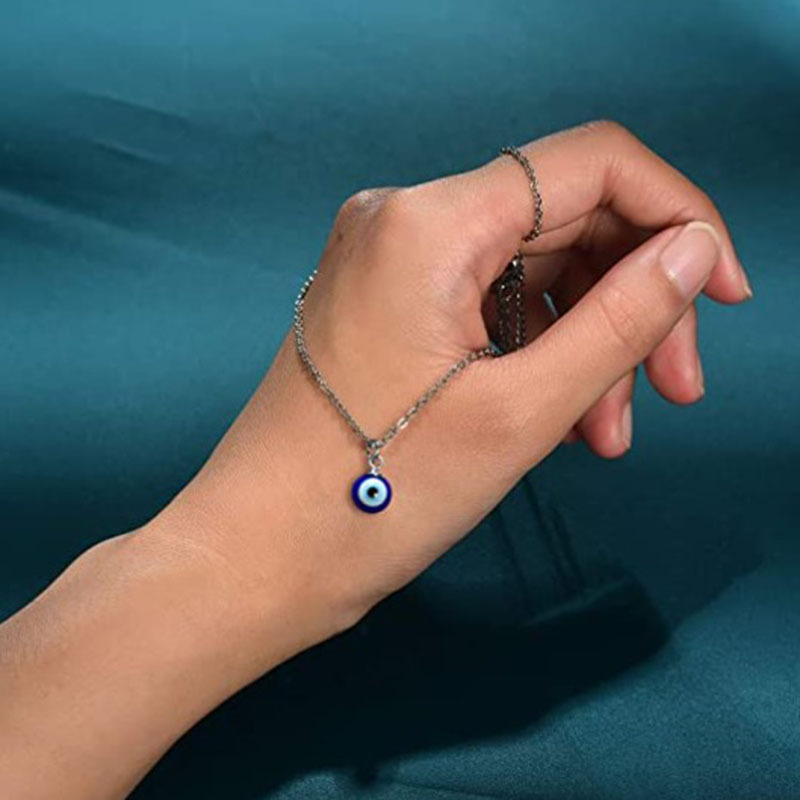 Glass Round Bead Blue Eye Pendant Necklace Evil Eye Necklace