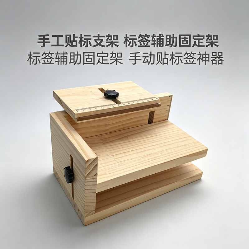Solid wood household solid oak manual labeling positioning bottle avoid wrinkling label auxiliary fixing tool