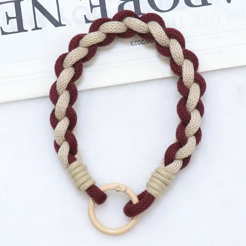Hydrangea Phone Lanyard Hand Wrist Strap Black Brown Woven Cotton Rope Pendant Anti-Loss Phone Chain Women Cat Pendant