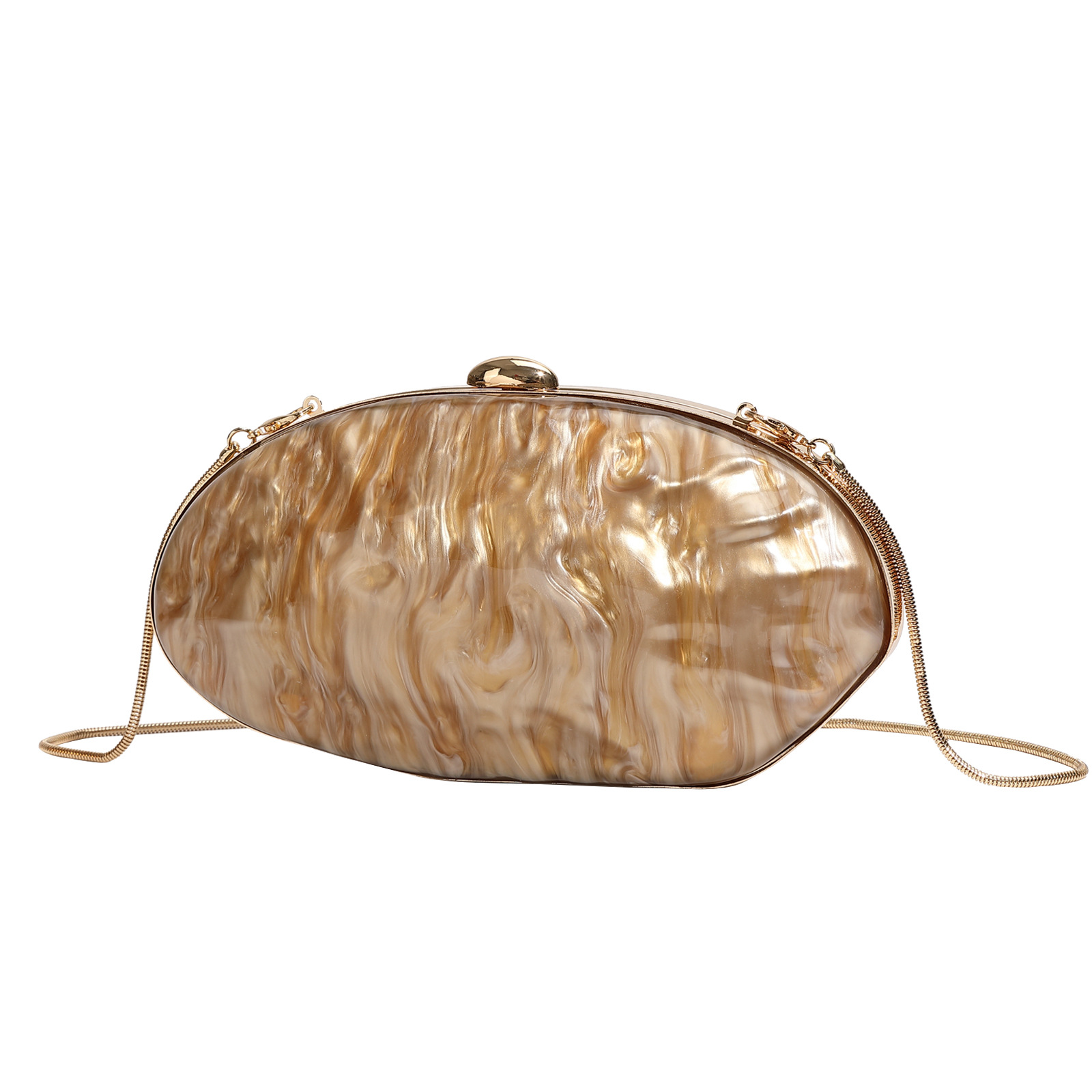 2025 New Shell Egg Acrylic Clutch Bag Evening Bag Banquet Party Evening Dress Bag Chain Women's Bag