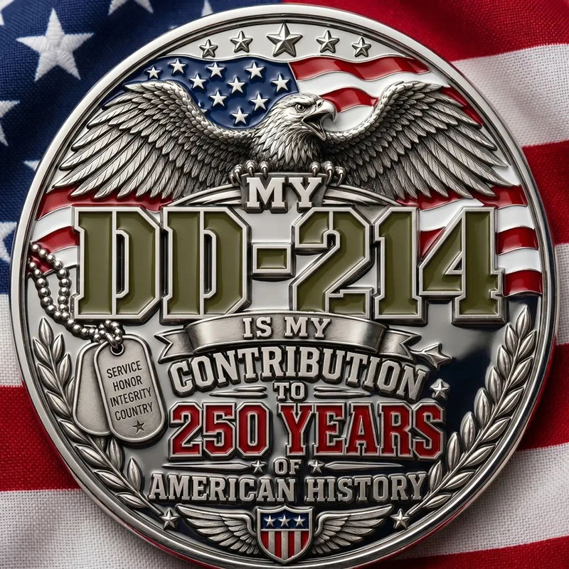American Veterans Commemorative Coin DD-214 Military Challenge Coin New Standalone Site Product Supplier