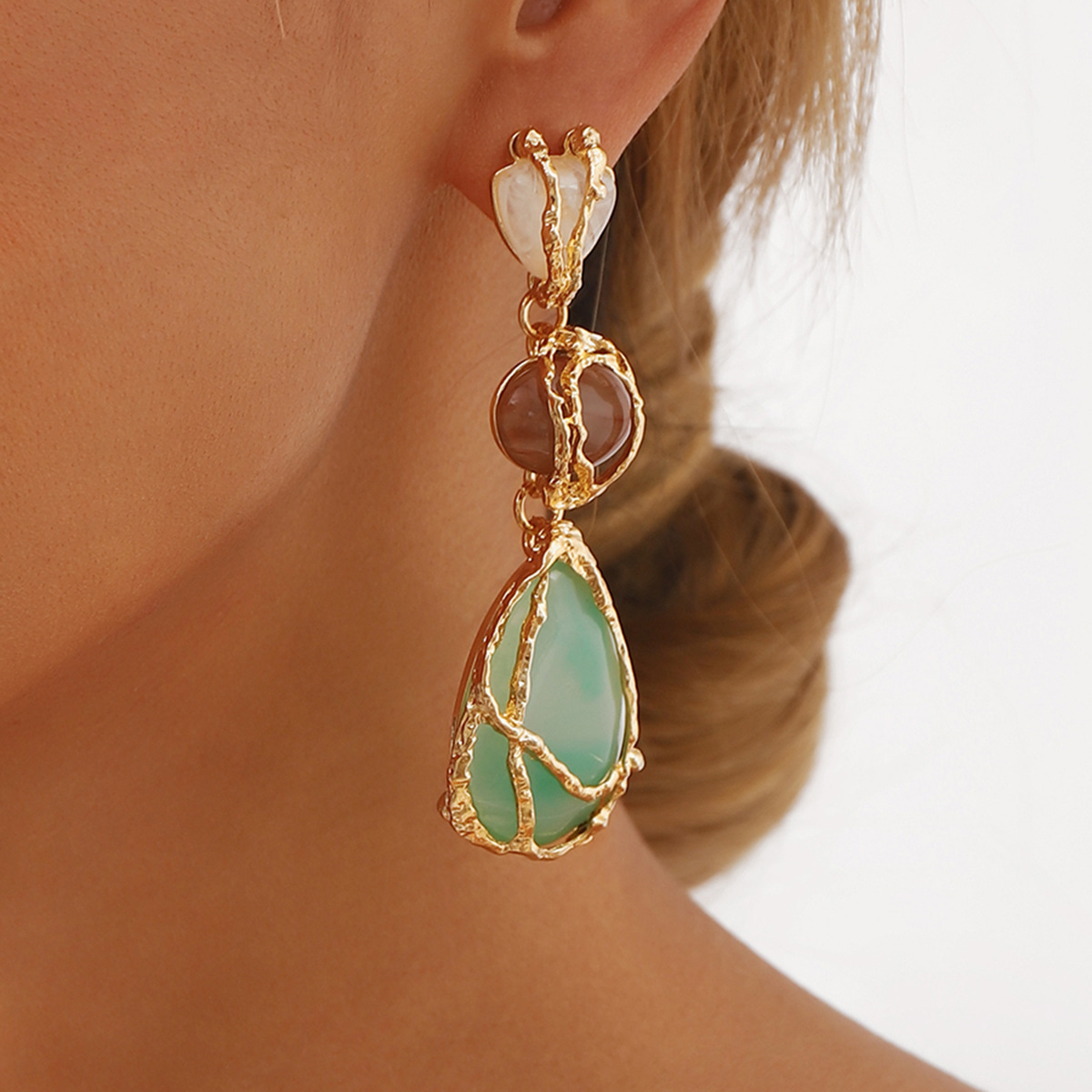 2024ZA Teardrop Earrings Niche Geometric Earrings Simple Earrings Women