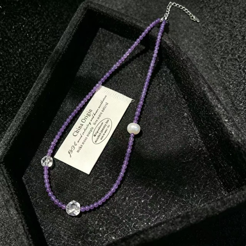 X608--4里天然紫水晶淡水真珍珠