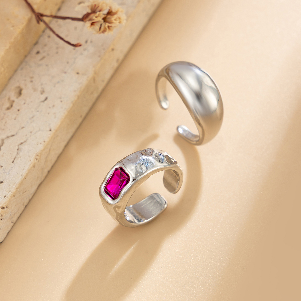 Jewelry colored gem open toe ring round arc toe ornament