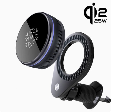New Semiconductor Cooling 25W Dual-Sided Magnetic Detachable Car Phone Holder Fast Charging QI2.2 Wireless Charger