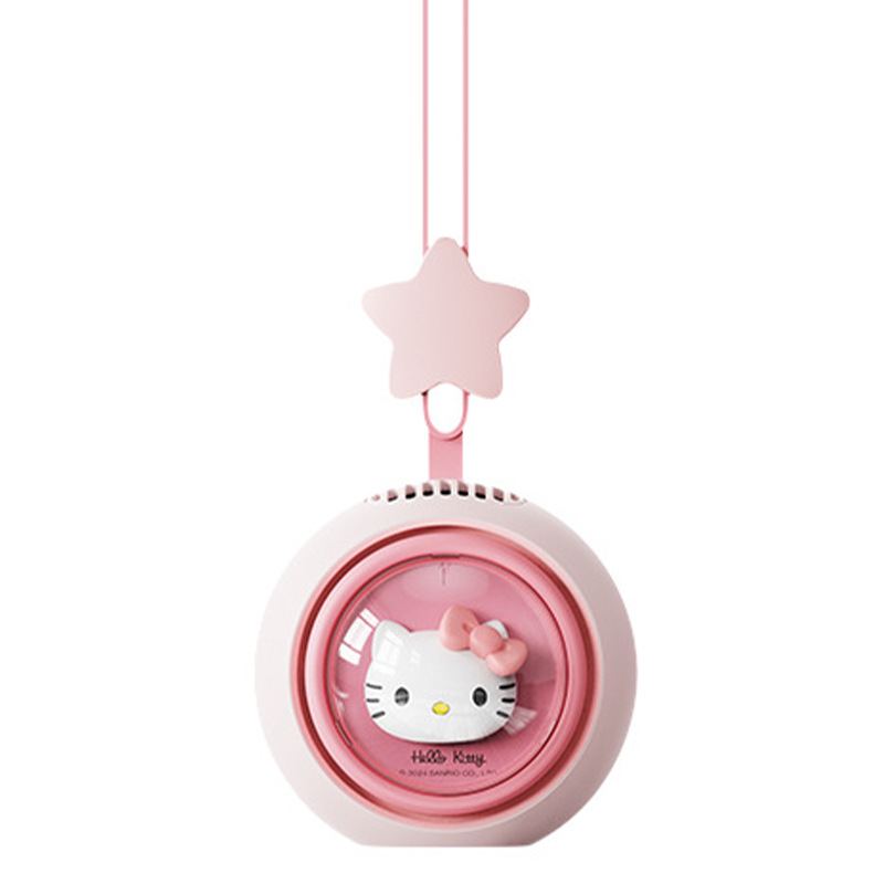 Sanrio Hello Kitty Neck Hanging Small Fan Sanrio Kuromi Children's Bladeless Quiet Long Battery Life Birthday