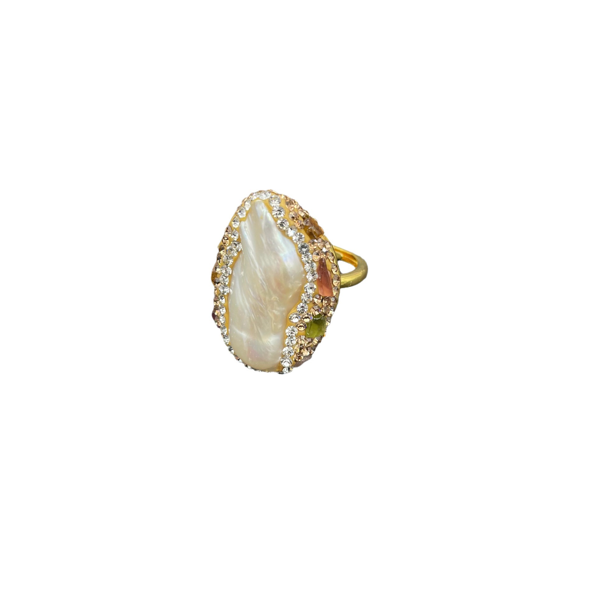 Baroque Pearl Tourmaline Set Natural Freshwater Irregular Pearl Sweater Chain Handcrafted Inlay Three-Piece Set