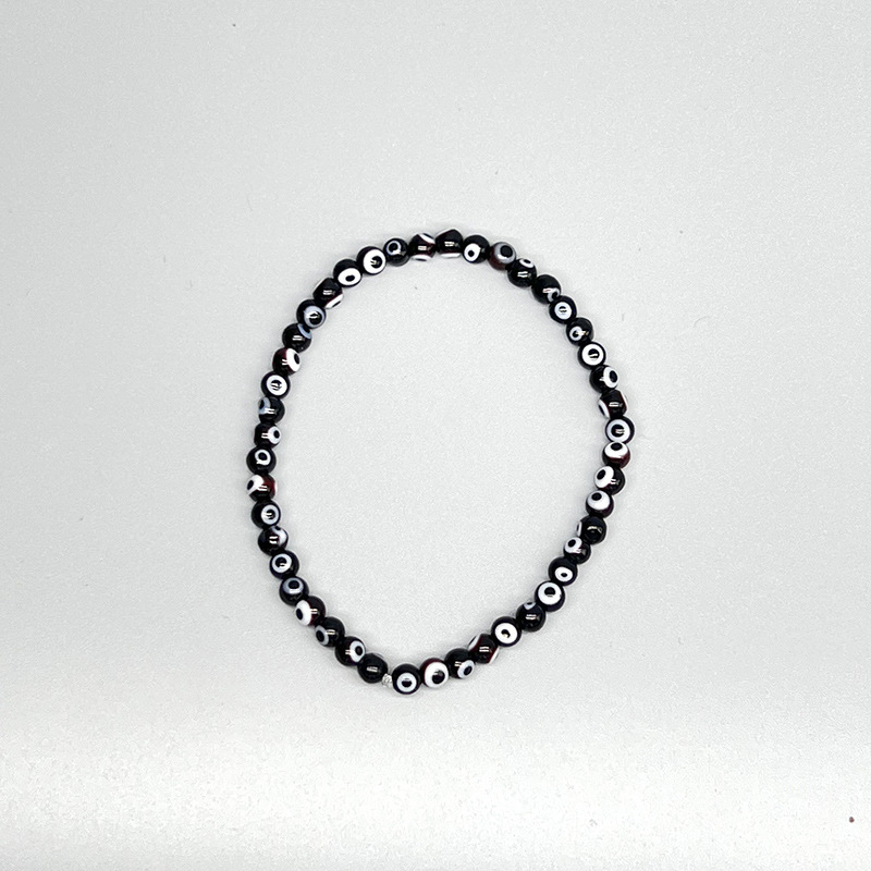 "Eye of the Devil" Glass Bead Stretch Bracelet—Handmade Beaded Jewelry