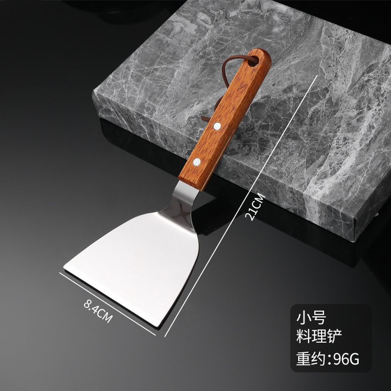 Stainless steel teppanyaki frying spatula thickened steak cooking spatula hand-grasping cake tool spatula pancake pizza baking knife