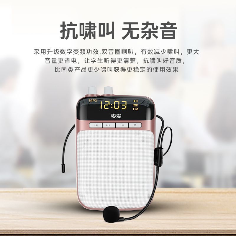 SOAIY S318 Mini Amplifier for Teachers Wireless Headset Microphone Teaching Lecture Loud Speaker