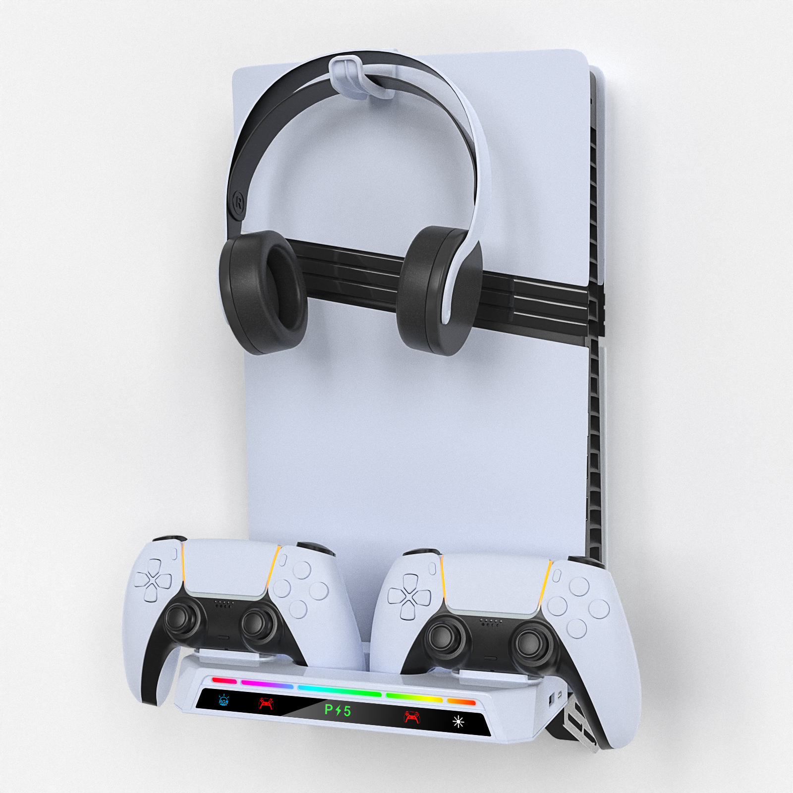 PS5pro/PS5slim/PS5 host universal wall bracket PS5 handle charger headphone rack with RGB light