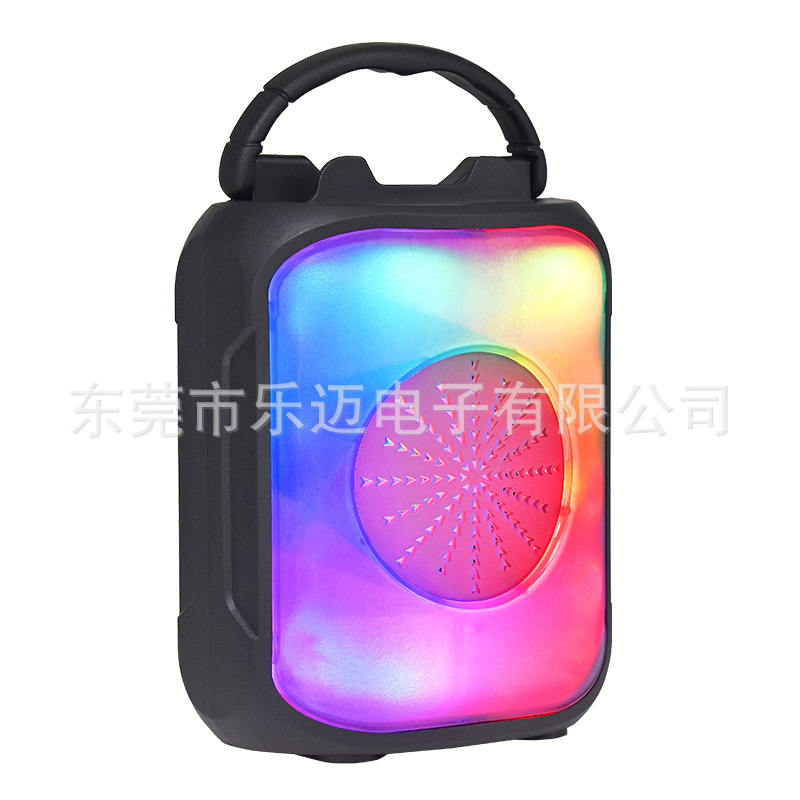 New Wireless Bluetooth Speaker Portable Handle Subwoofer with Card Slot Rhythm Color Light Gift