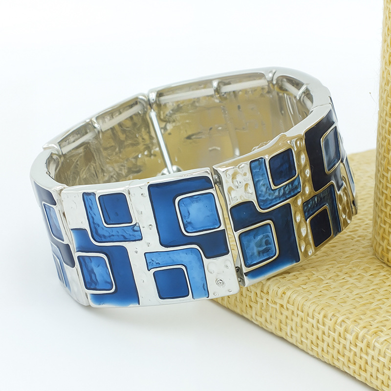 B2 Accessories Mixed Batch Square Oil Drop Bracelet Geometric Enamel Color Elastic Bracelet