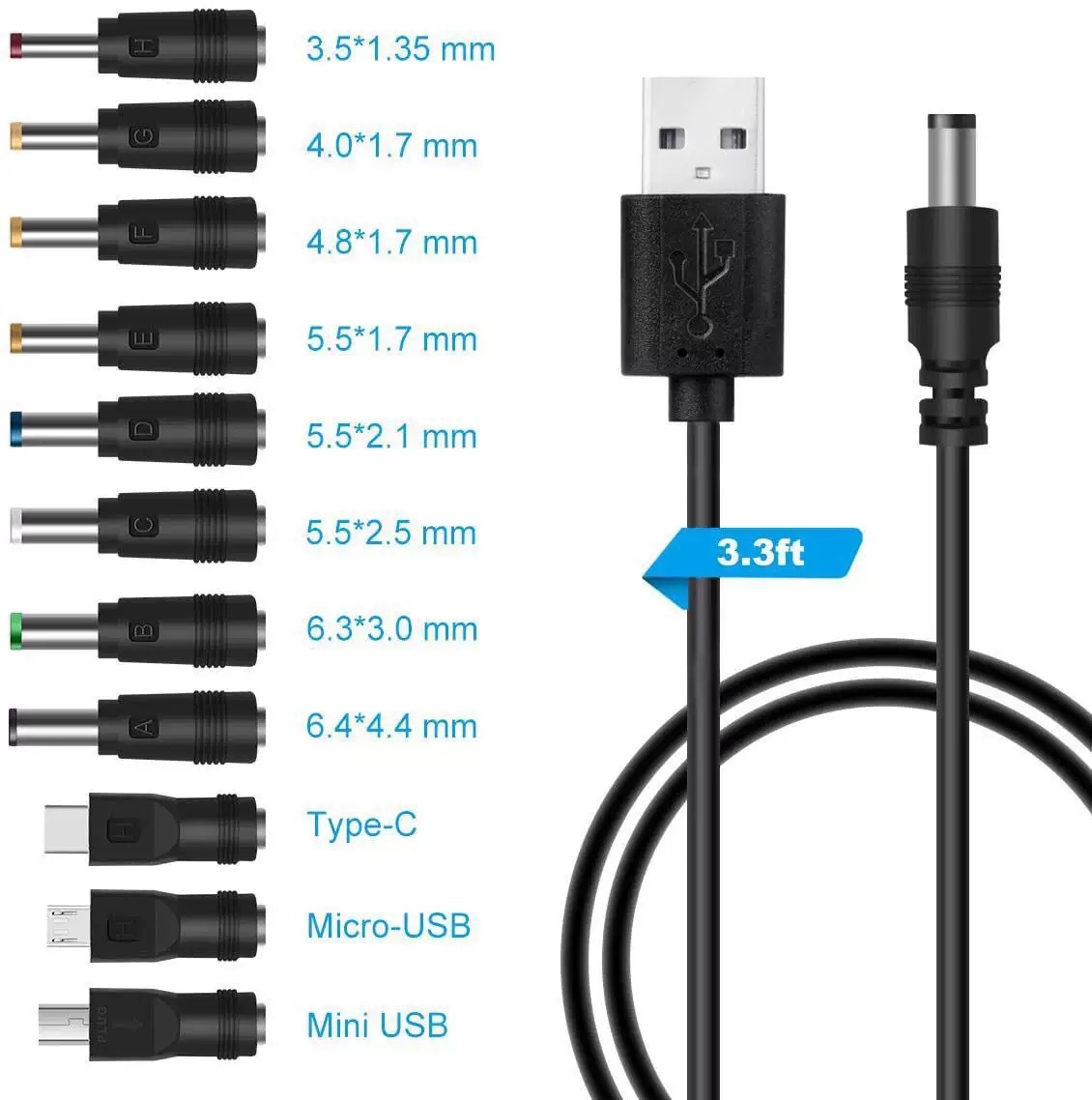 USB to DC 5.5MM power data cable DC5V for optical modem printer router charging cable desk lamp charger