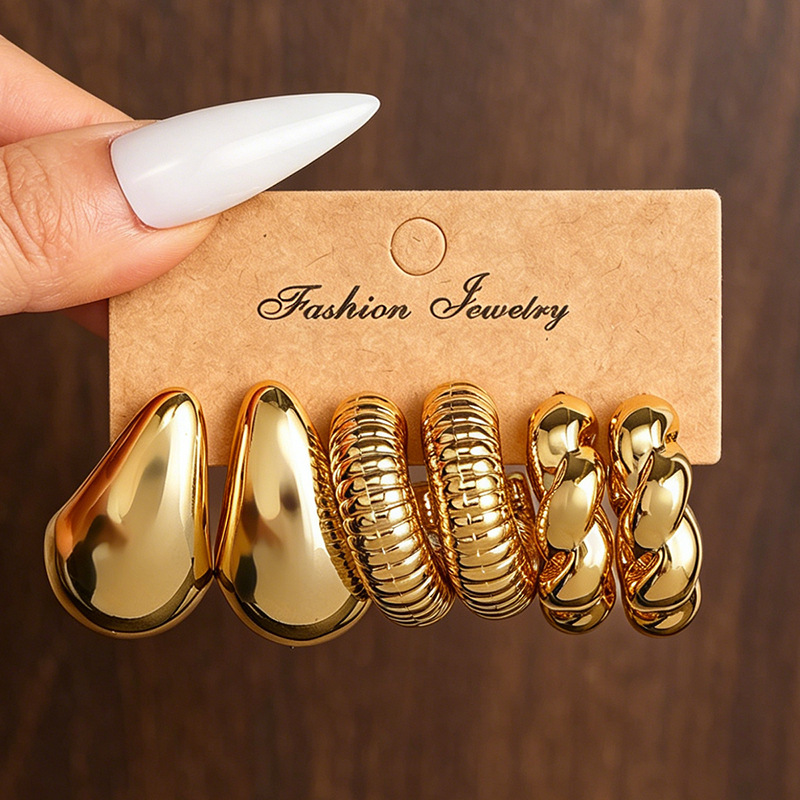 EZ5959 INS Style Simple Earrings Metal Earrings Women's Accessories Set
