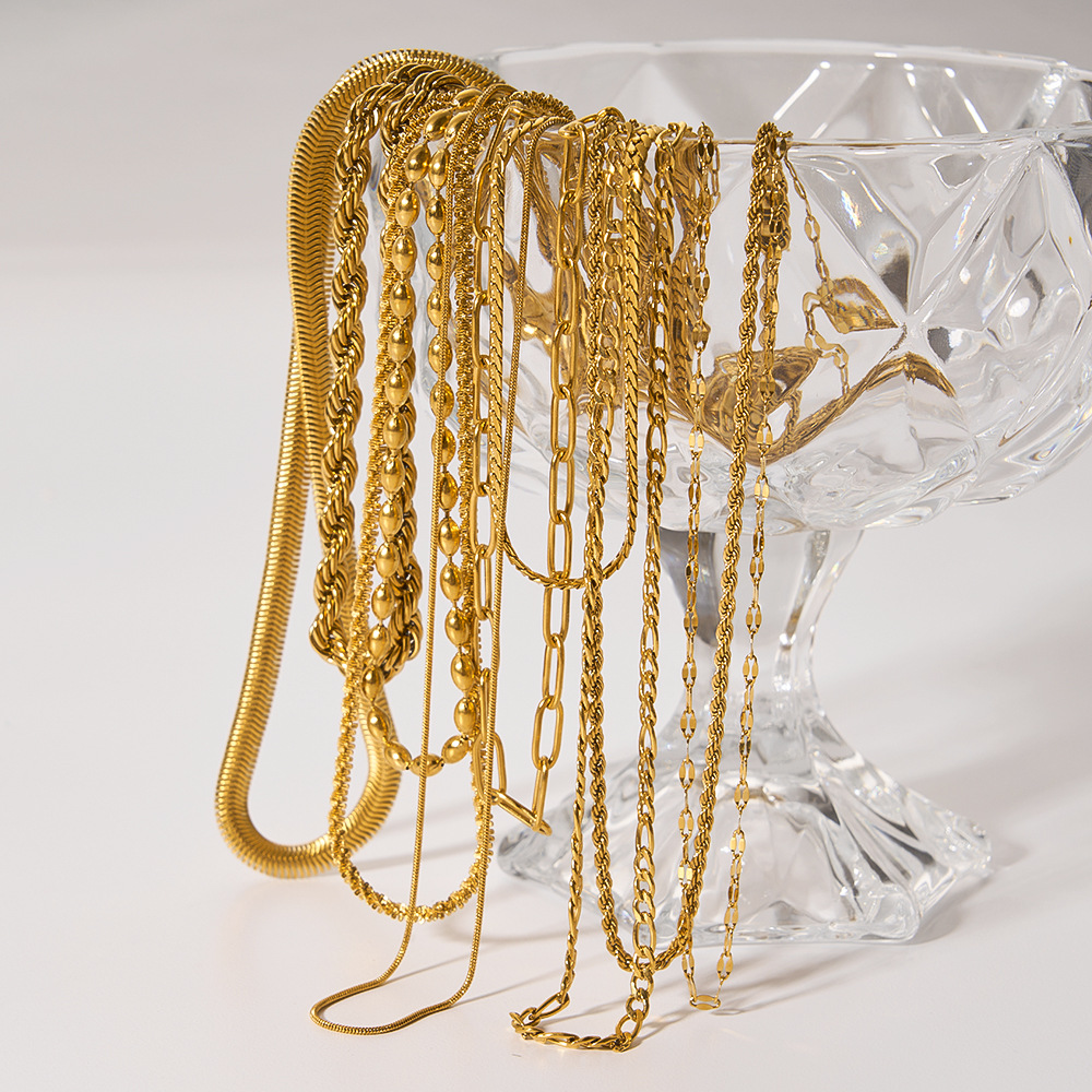 18K real gold electroplated necklace chain pendant hanging O-chain Figaro chain diy necklace jewelry accessories