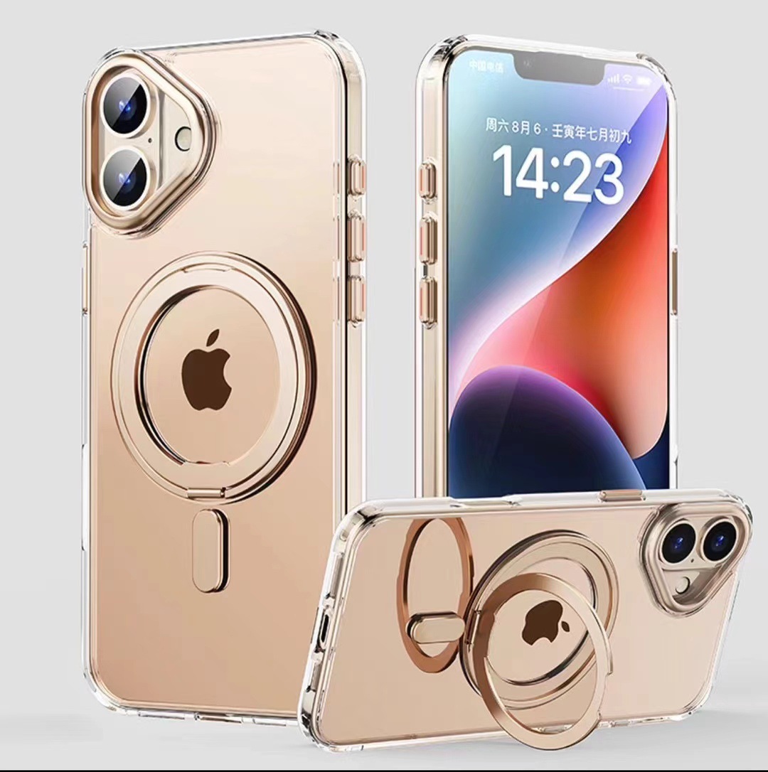 For iPhone 17 Pro Max Phone Case 360 Degree Rotating Fulcrum Metal Bracket Apple 17E/15 Anti-Fall