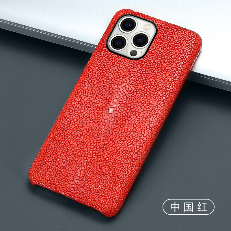 Applicable Apple 17 Pro Max phone case for iPhone 16 pearl fish genuine leather 15 Pro anti-drop protective case