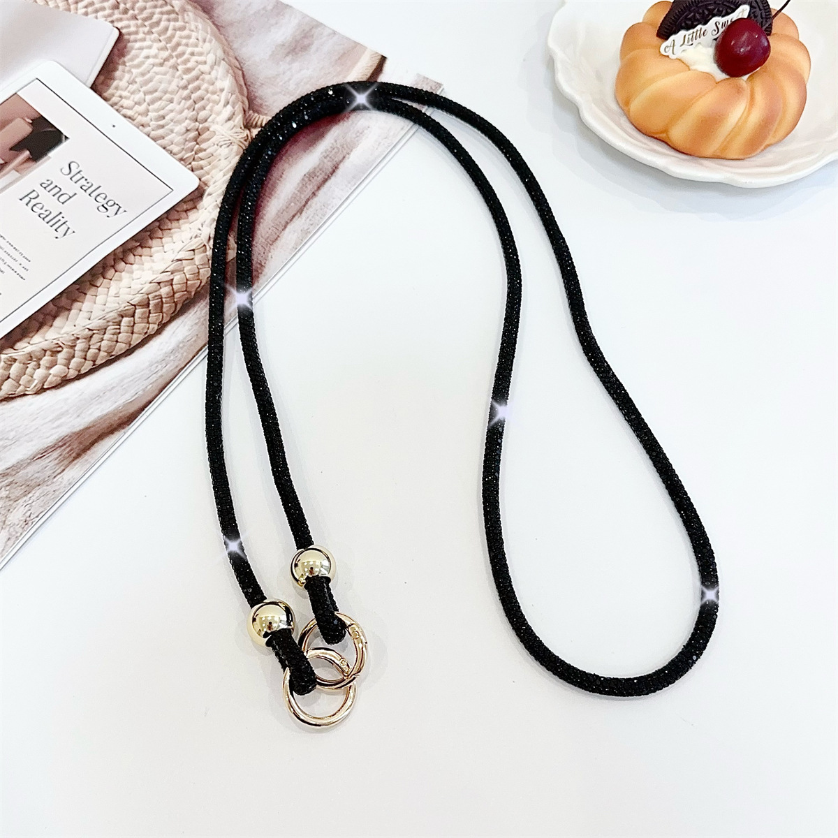 Beaded Rhinestone Crossbody Chain Luxury Diamond Long Phone Lanyard Bag Single Shoulder Chain