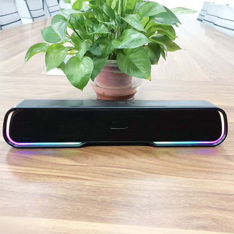 RGB Running Light Mini Soundbar Desktop Long Strip Portable Subwoofer High Power Bluetooth Speaker Wireless